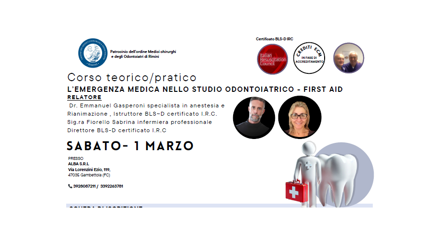 Clicca per accedere all'articolo L’emergenza medica nello studio odontoiatrico - First Aid  1 marzo 2025